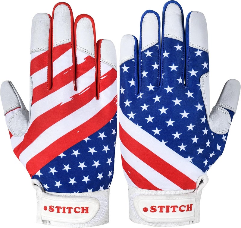 Dot Stitch USA Flag Baseball Batting Gloves & Softball Glove American Flag Batting Gloves Youth Kids Baseball Batting Glove Youth Men Adult & Unisex - Image 3